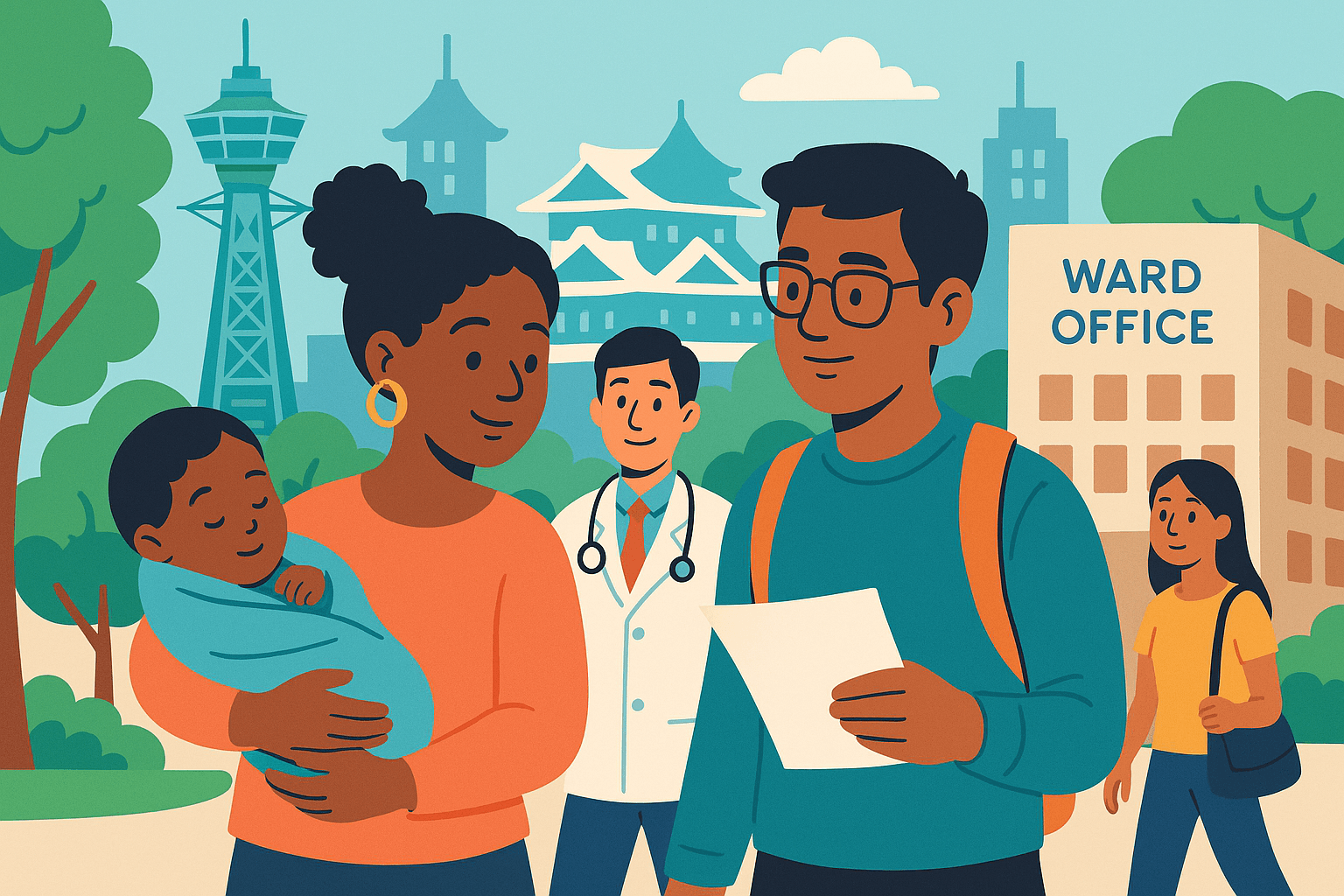 ओसाका सहरमा शिशु जन्मिएपछि: ¥१५,००० भत्ता, निःशुल्क चिकित्सा सेवा, र वार्ड कार्यालयका चरणहरू